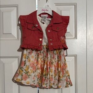 Little Lass Red Jacket with Floral Dress